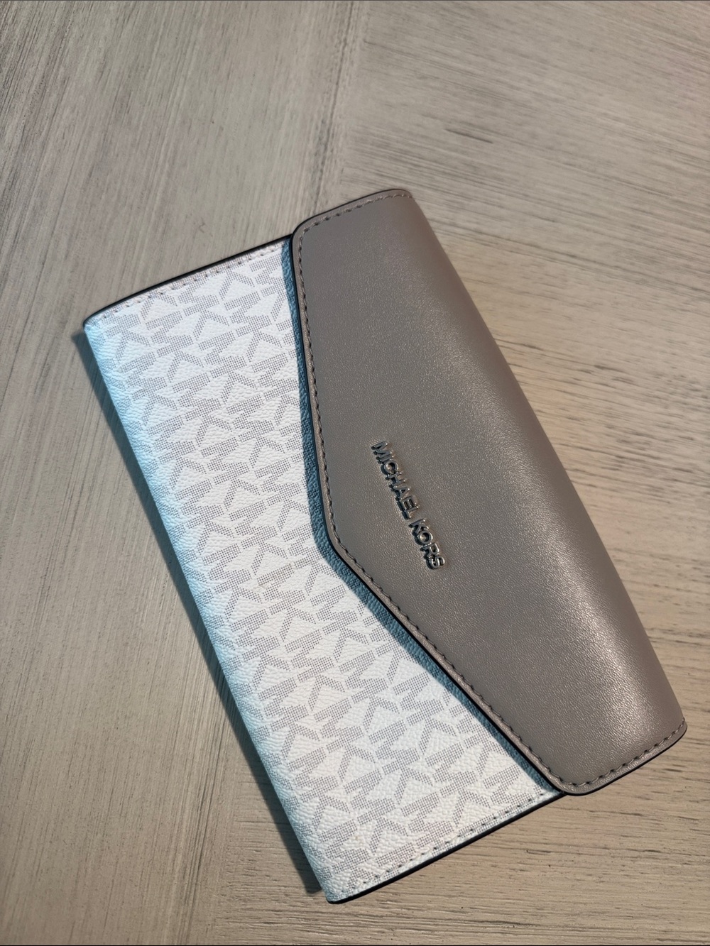 Michael Kors Taupe and White Women's Clutch